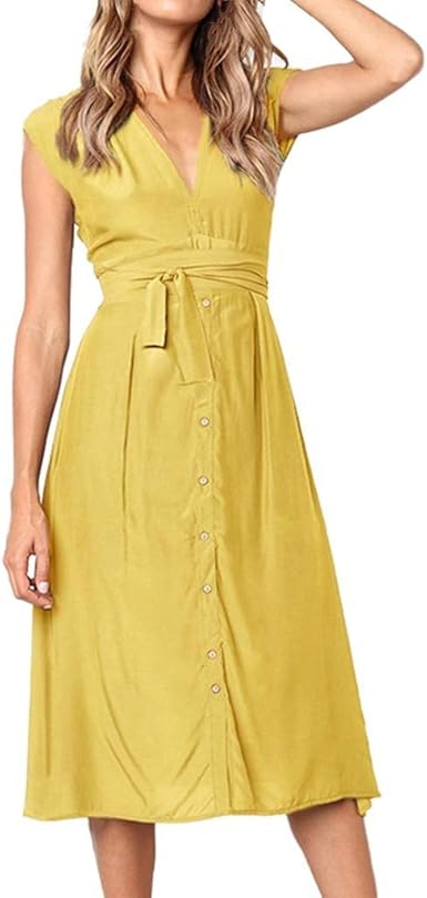 yellow plain dress