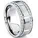 Men's Titanium Wedding Band Ring with Double Row Cubic Zirconia, Comfort Fit Sizes, 9MM 8 to 12