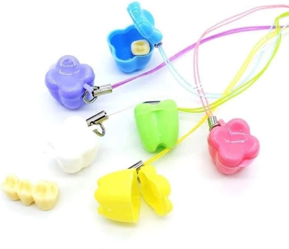 AHXHWKA 100 Pcs Lost Teeth Saver Necklace Tooth Necklaces Container for Lost Teeth Holder Lovely Baby Milk Tooth Storage Box Nice Child Teeth Keepsake