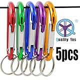 QY 5PCS Red Green Blue Purple Gold Colored Spring Snap Hook Ring D Shape Aluminum Keychain With Keyring
