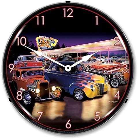 Burger Bob's Hotrod Diner Lighted Clock