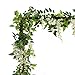 Felice Arts 2 Pcs White Artificial Wisteria Flowers Garland Fake 6.6 Feet Wisteria Vine Green Leaf Hanging Flower for Wedding Arch Party Garden Wall Floral Table Runner Backdrop Outdoor Decor