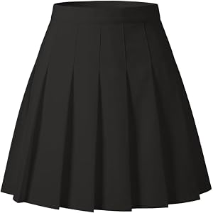 Pleated Skirts for Women High Waisted Tennis Skort Basic Casual Mini Skirt | Soft Inner Shorts,Hidden Zipper Closure, Elastic