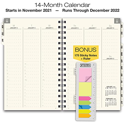 Essential 5x8 Monthly & Weekly 2022 Planner with tabs 14 Months