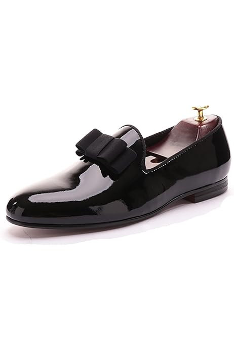 mens black patent leather loafers