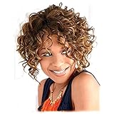 B-G Fashion Human Hair Wigs Short Curly Wigs for Black Women with Wig Cap WIG057