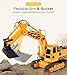 DOUBLE E Remote Control Excavator Toys Fully Functional Construction Tractor, Rechargeable Rc Excavator 1:20 RC Excavator Truck with Lights & Sounds 2.4Ghz Transmitter, White