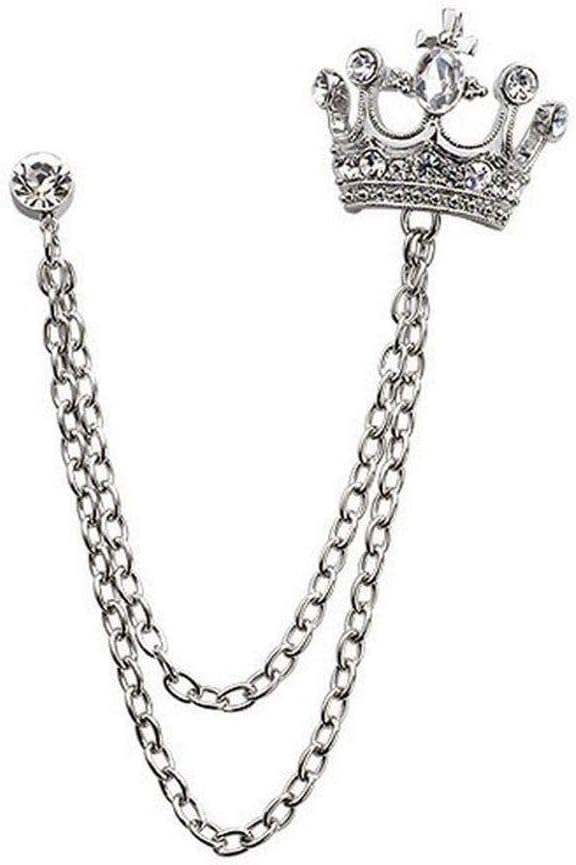 Hoveey Crown Chain Brooches,Women Brooch Alloy Vintage Brooch Handmade Brooches Silver Plated Brooches for Girl Wedding Party Jewelry Girl Gift