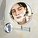 Yevita Wall Mounted Makeup Mirror with 7X Magnification Double-Sided Swivel Mirror, 12 Inch Extentable Arm, Polished Chrome Finished, Shaving and Make up in Bathroom