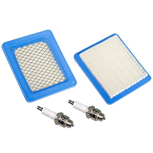 HIFROM pack of 2 Air Filter for Briggs & Stratton 491588 491588S 4915885 399959 John Deere PT15853 Oregon 30-710 Prime line 7-02257 3.5-6 HP Quantum Engines with Spark Plug