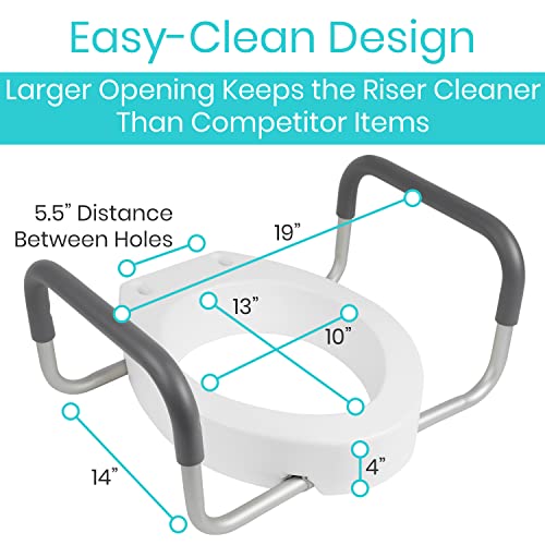 Vive Raised Toilet Seat Riser With Handles Grab Bar Seat For Seniors