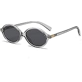 SUNBSR Retro Oval Sunglasses for Women Men Trendy Round Tortoise Sun Glasses 90s Vintage Shades