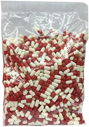 Empty Capsules 2000 Count, Red &amp; White Colored, Gelatin,Certified Halal