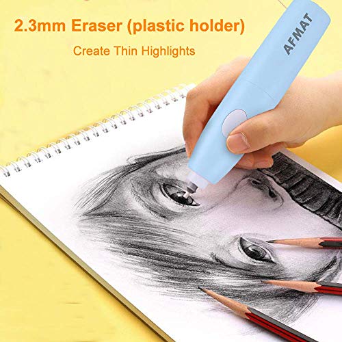 Electric Erasers, Electric Eraser with 140 Refills, Battery Operated Eraser, Electric Eraser Kit for Artists, Art Pencils, Drawing, Painting, Sketching, Drafting, Arts and Crafts-Blue