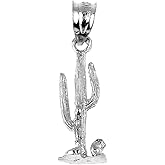 Claddagh Gold 925 Sterling Silver Cactus Charm Pendant