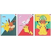 Pikachu 8.5mm Ruled Spiral Notebook, 7.4 x 10.4 Inches, 3 Count Random Design Assorted, About 26 Sheets Per Notebook, Designs May Vary (Type B)