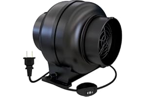 Artibear 3.5 Inch 168 CFM Inline Duct Ventilation Fan with 2 Speed Controller, Air Vent Blower for Hydroponic Grow Tent, Greenhouse, Workshop, Attics, Basement, Kitchens, Black