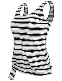 Gabrielle-Aug Traje de baño con parte superior de tankini y rayas florales para dama (FBA)