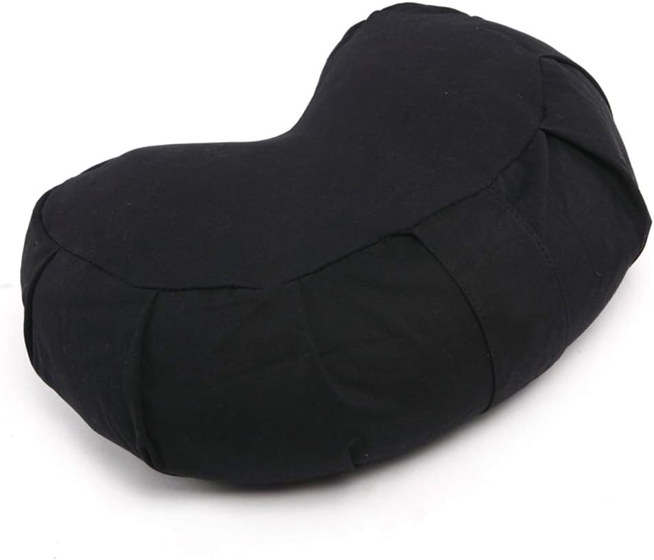 GU YONG TAO Crescent Buckwheat Hull Meditation Pillow, Light Breathable, Soft Comfortable, Yoga Crescent Cushion With Cotton Cover, Washable Floor Pouf With Zipper