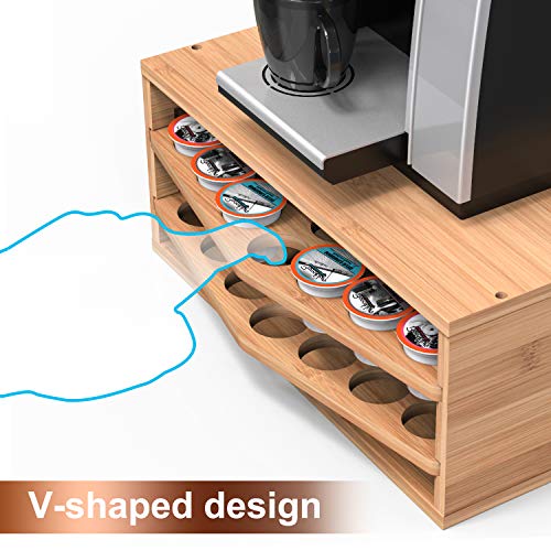 Well Weng 70 Capacity 2 Tier Bamboo Coffee Pod Holder Storage