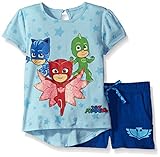 PJMASKS Toddler Girls' 2 Piece Top and Short Set, Multi, 4T