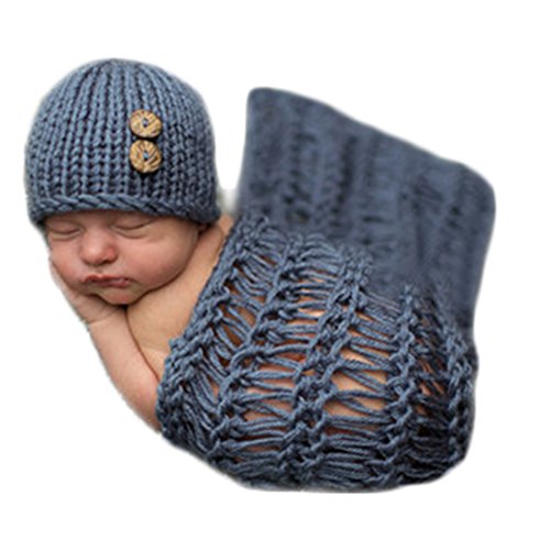 Unisex Newborn Baby Infant Crochet Knitted Cap Rug Costume Photography Prop Outfit