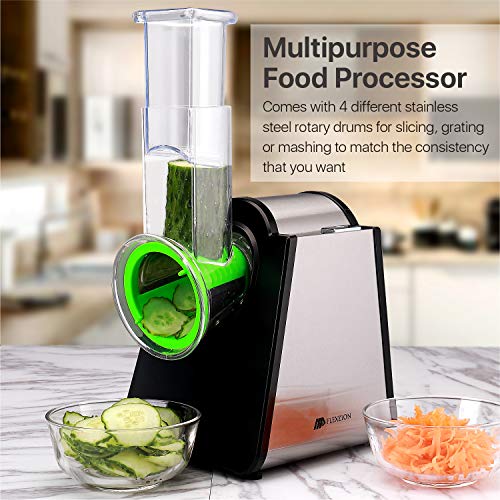 Flexzion Electric Mandoline Cheese Vegetable Slicer Chopper Shredder Grater, Salad Maker Potato