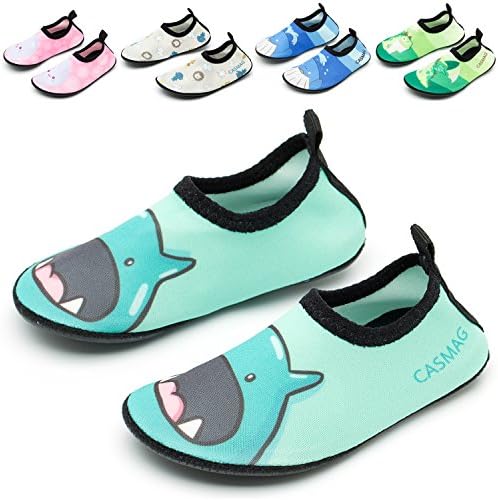 CASMAG Boys Girls Quick-Dry Water Aqua Socks Shoes for Beach Pool Surf A-Green T8.5-9
