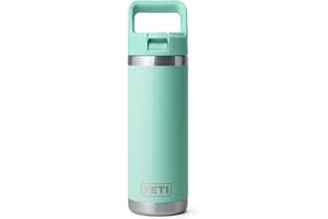 YETI Rambler 18 oz Bottle, Vacuum Insulated, Stainless Steel with Straw Cap, Seafoam