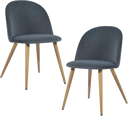 Lot De 2 Chaise De Salle A Manger Tissu Gris Chaise De Bureau Ergonomique Pieds Metal Avec Finition En Bois Amazon Fr Cuisine Maison