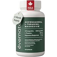 All-in-One Ashwagandha 6000mg with L-Theanine 200mg & Magnesium Bisglycinate – Stress, Sleep, Mood, Calm & Relaxation Support