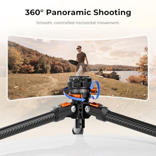 K&F CONCEPT 60"/153cm Carbon Fibre Tripod for Camera, 0.9kg Ultra-Lightweight Travel Tripod with ±18° Leveling 360° Panorama Head, Detachable Center Axis, Arca Type QR Plate, 10KG Load Capacity
