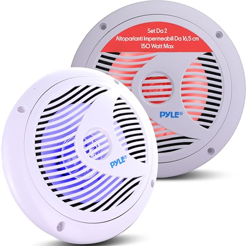 Pyle Outdoor Lautsprecher Boxen– Outdoor Speaker– Outdoor Box Wasserdicht 150 Watt, 2-Wege Lautsprecher Passiv mit LED-Lichtern in Weiss, Aufbaulautsprecher leicht Installierbar mit Magnetstruktur