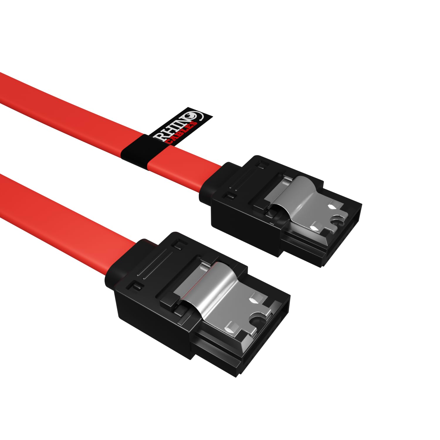 rhinocables Sata Cable II, Sata Power Splitter, Serial ATA Hard Drive Data Locking Lead, Right Angled or Straight Head (90cm, Straight Heads to Straight Heads)