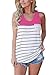 FARYSAYS Women's Casual Color Block Striped Racerback Cami Tank Tops,Rosy,(US 16-18)XL