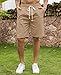 Janmid Men's Linen Casual Classic Fit Short (M, Dark Khaki)