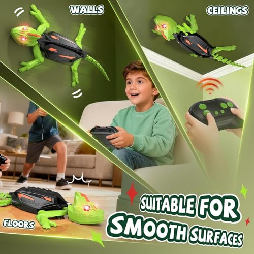 SLEEPHEAD® Wall Climbing Gecko Toy, Remote Control Lizard Crawler with LED Lights for Kids, Crawling Christmas Birthday Gifts, Gecko Wall Climbing Toy for Boys and Girls