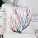 CaliTime Canvas Throw Pillow Cover Shell for Couch Sofa Home Decoration Aquarelle Painting Print 18 X 18 Inches Sea Coral Tree Coral Teal
