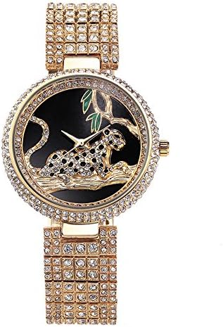 KINGLOO "leopard" Stainless Steel Bracelet Rhinestone Diamond Japanese Quartz Watches for Women Girl