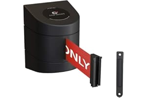 Crowd Control Warehouse - CCW Series WMB-230 Fixed Wall Mount Retractable Belt Barrier - 30 Foot, Authorized Access Only Belt with Black ABS Case, Crowd Control Barriers