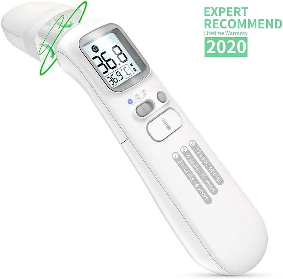 Baby Thermometer, Forehead and Ear Medical Digital Temporal Thermometer for Fever, Instant Accurate Reading 40 Sets of Memory for Infant, Toddler, Kid and Adult, Pouch and Batteries Included [FDA]