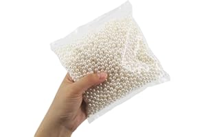 INSPIRELLE 2600pcs 6mm Ivory Polished ABS Undrilled Art Faux Pearls for Vase Fillers, No Hole Makeup Beads to Hold Brush Lipstick, Imitation Round Pearl Beads for Table Scatter Home Wedding Decoration