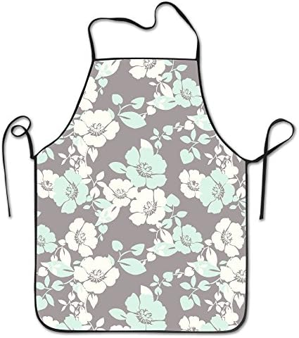 Vintage Floral Flower Personalized Waist Adjustable Durable Apron Unisex Kitchen Cooking Comfortable Apron Grill Cooking Baking Crafting Chef Apron Commercial Restaurant Apron