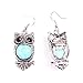 Acxico Retro Turquoise Black Onyx Inlaid Owl Pendant Stud Earrings