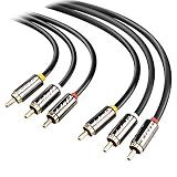 3RCA to 3RCA Cable, J&D Gold-Plated [Copper&nbsp;Shell]&nbsp;[Heavy&nbsp;Duty] 3 RCA Male to 3 RCA Male Stereo Audio Cable, RCA Cables - 20 Feet