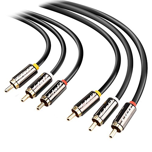 3RCA to 3RCA Cable, J&D Gold-Plated [Copper&nbsp;Shell]&nbsp;[Heavy&nbsp;Duty] 3 RCA Male to 3 RCA Male Stereo Audio Cable, RCA Cables - 20 Feet