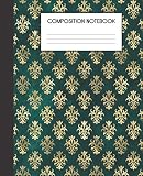 Composition Notebook: Turquoise And Faux Gold Peacock Bird Pattern College Ruled Notebook Lined School Journal