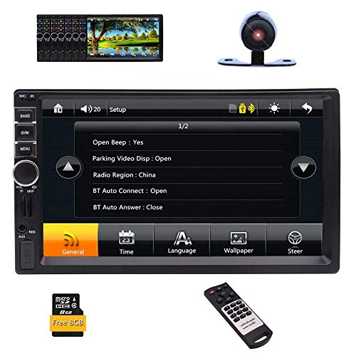 Car Stereo 7 Inch Big HD Capacitive Touch Screen 1080P Movie Player Bluetooth Hands-Free Dash FM Radio Receiver GPS Navigation Head Unit MP4/MP5 Player USB TF AUX-in Rear View Camera