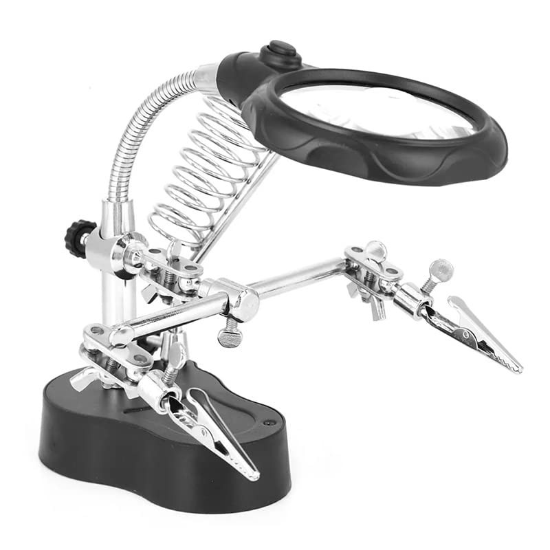 Helping Hand Adjustable Maintenance Auxiliary Picking Led Light Light Magnifying Lens Soldering Station Third Hand Solder Auxilily Clamp Large Mirror