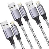 iPhone Charger,BESWASUD Lightning Cable 3pack 6ft Extra Long Nylon Braided Syncing and Fast Charging Cord Compatible with iPhone Xs MAX/XR/XS/X/8/7/Plus/6S/6/SE/5S/5C/iPad